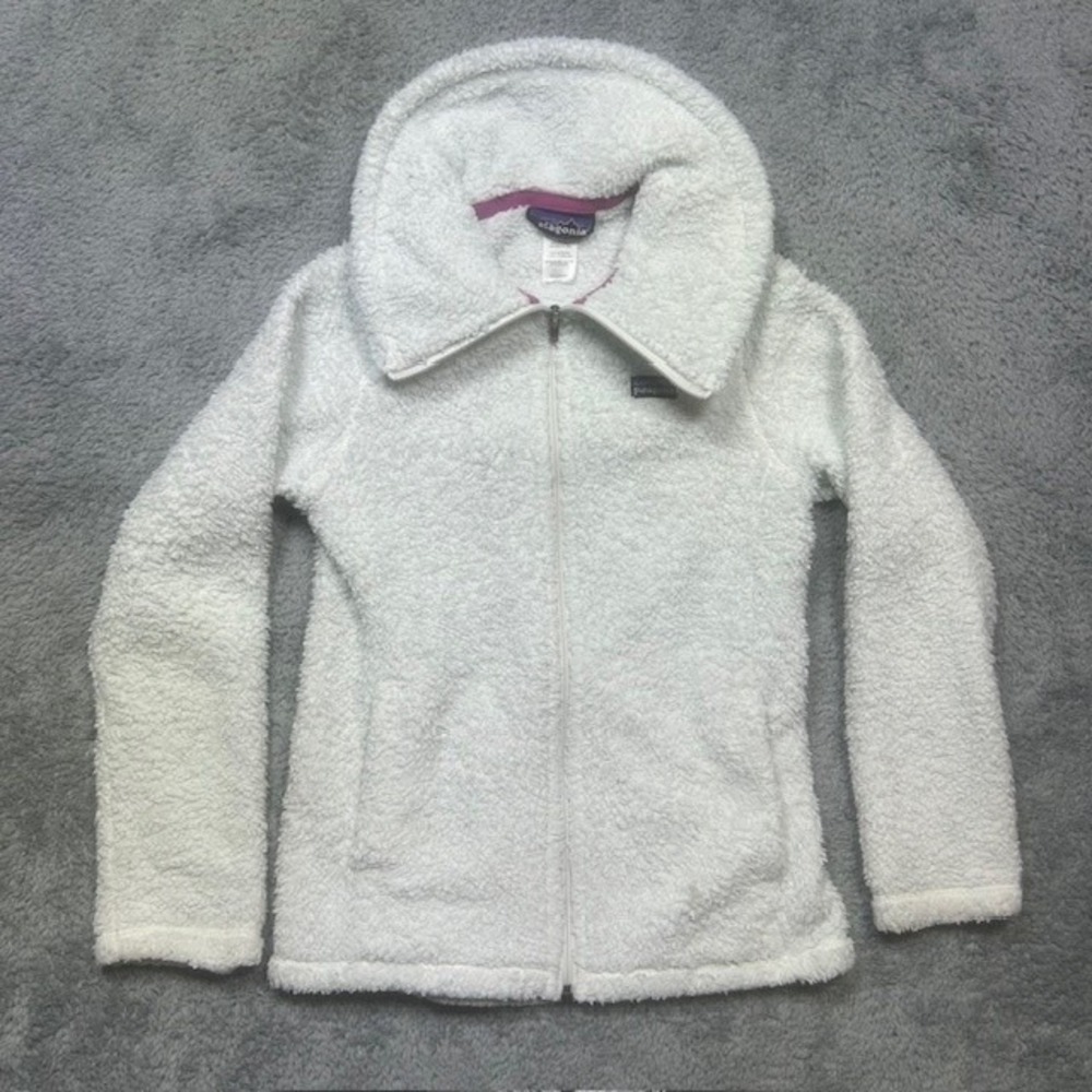 Patagonia Full Zip Fleece Jacket Girls XL Sherpa Retro Cozy Warm Pockets Faded